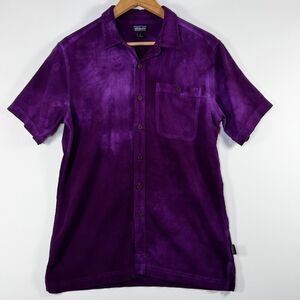 Patagonia A/C Shirt Mens Small Purple Organic Cotton Cooling Crinkle Airy Casual